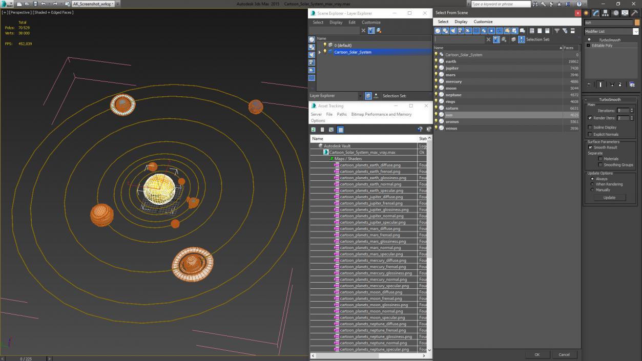 3D model Cartoon Solar System