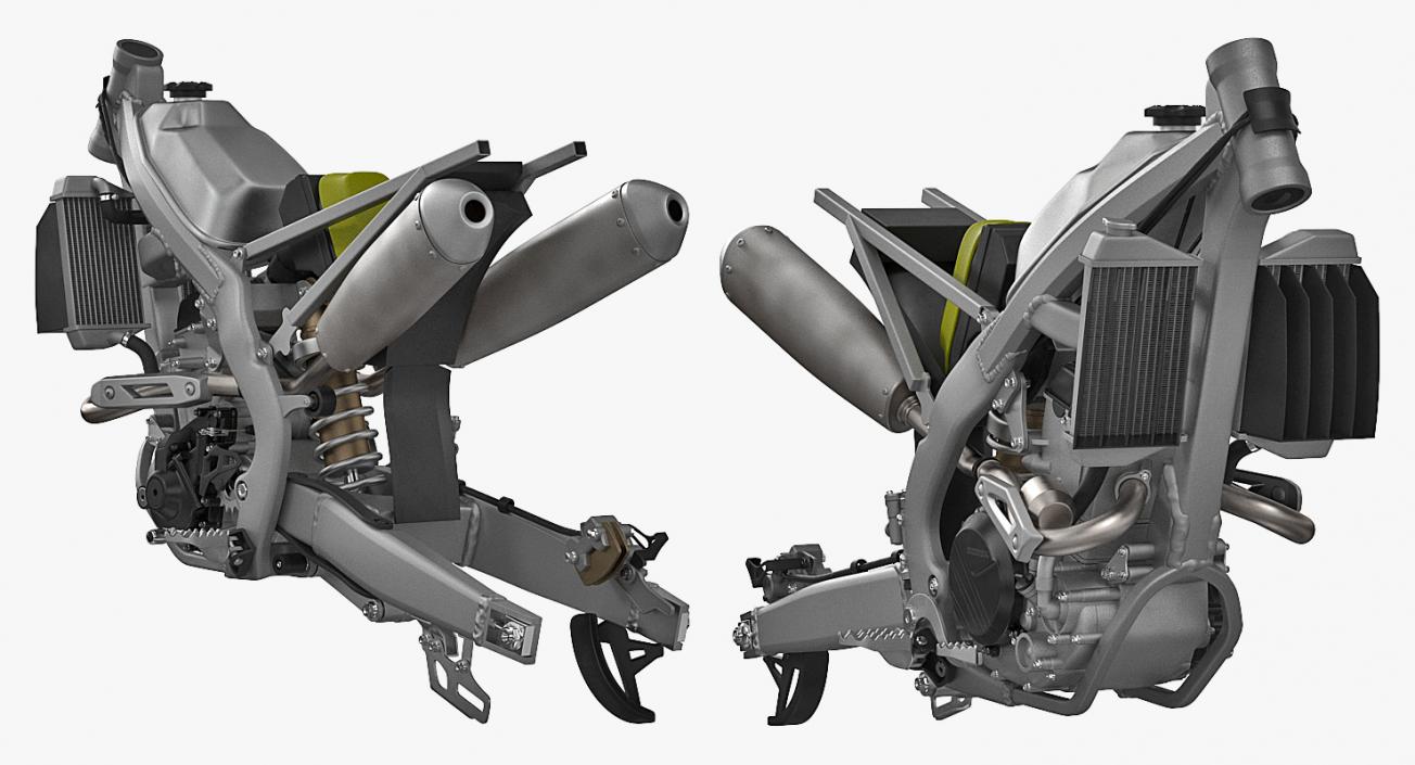 Motocross Motorcycle Engine And Frame 3D