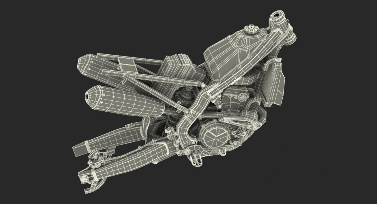 Motocross Motorcycle Engine And Frame 3D