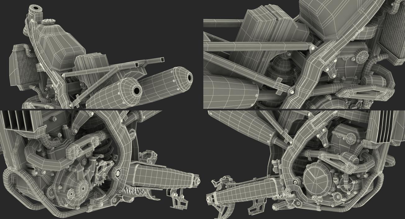 Motocross Motorcycle Engine And Frame 3D