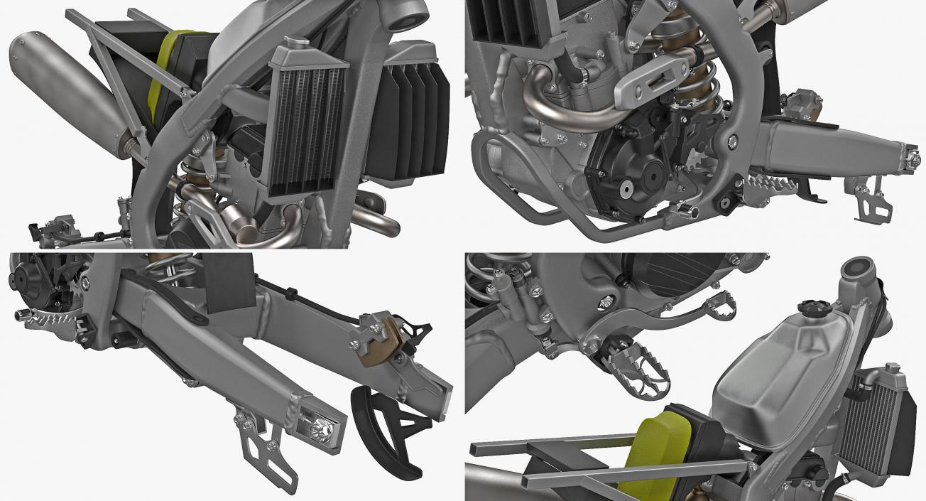 Motocross Motorcycle Engine And Frame 3D