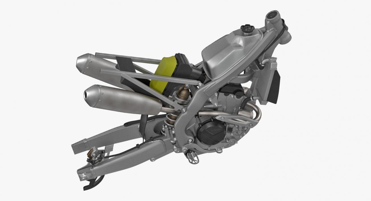 Motocross Motorcycle Engine And Frame 3D