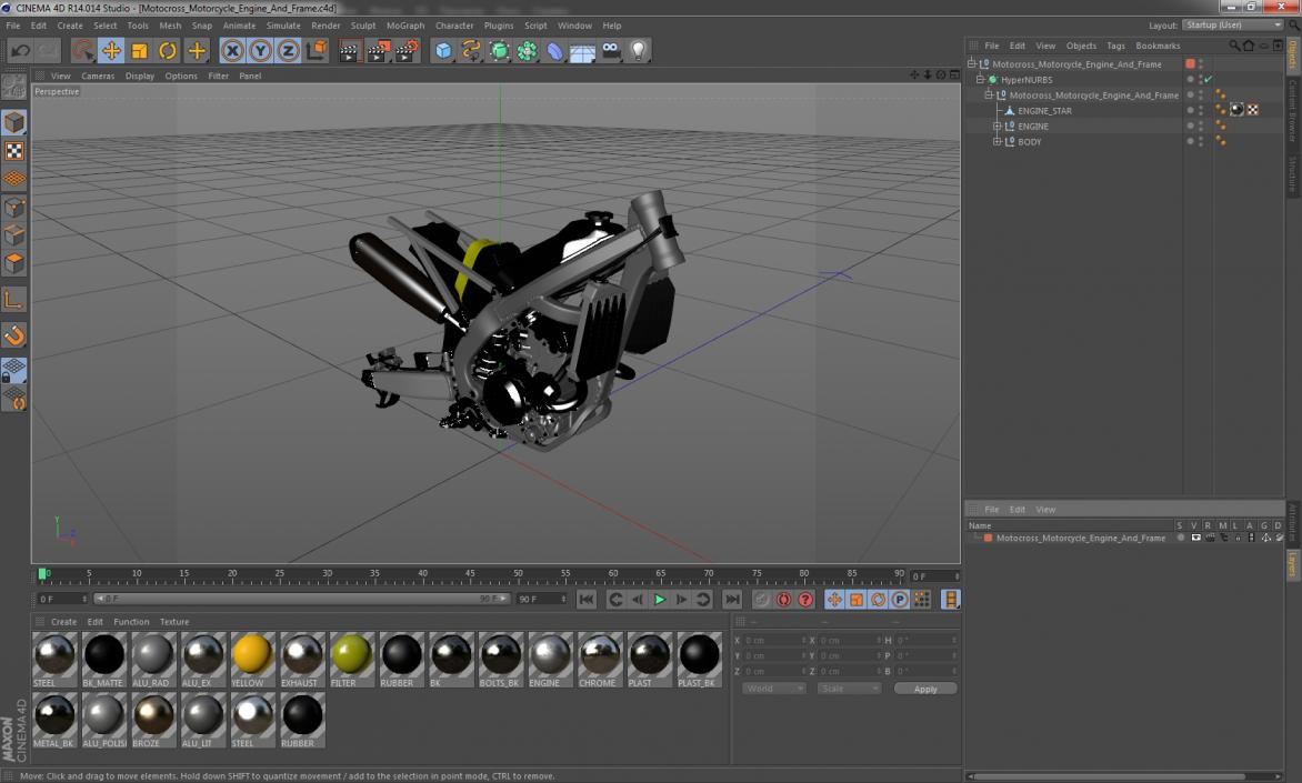 Motocross Motorcycle Engine And Frame 3D