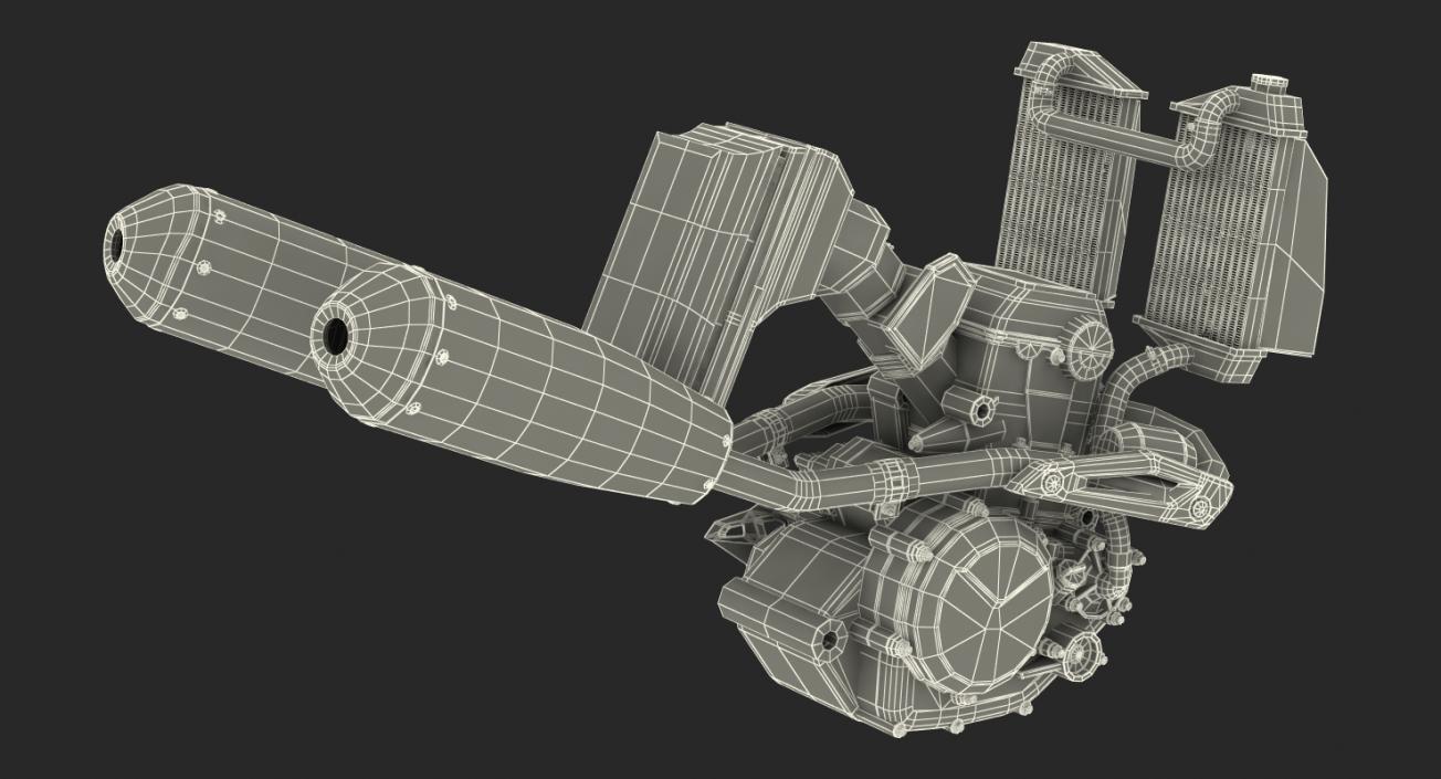 Motocross Motorcycle Engine And Frame 3D