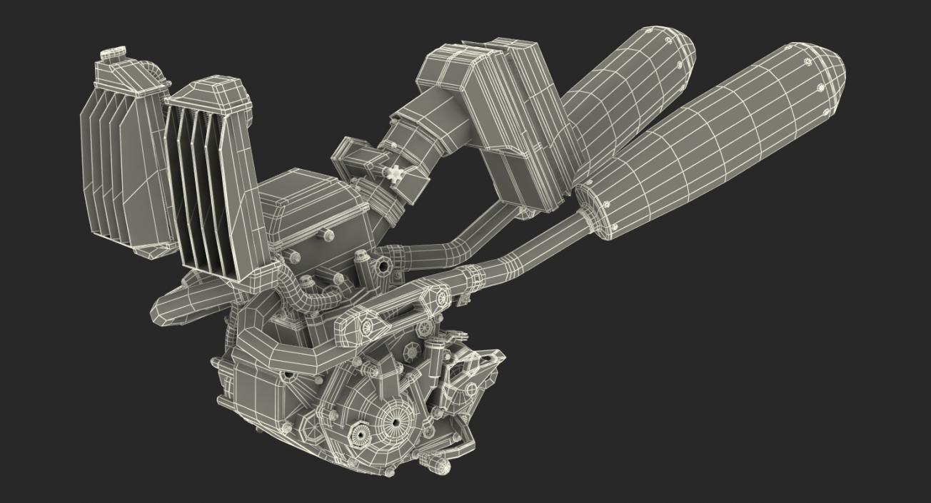 Motocross Motorcycle Engine And Frame 3D