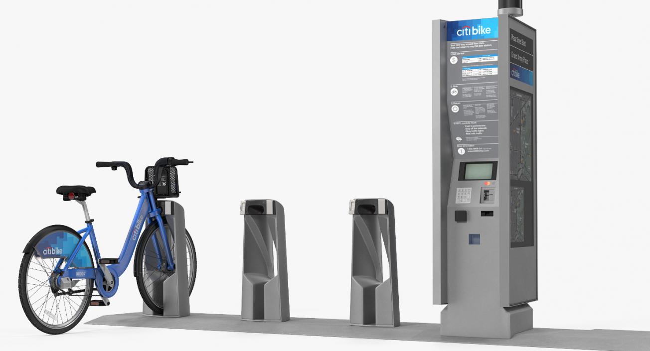 Citi Bike Pay Station with Bicycle 3D model