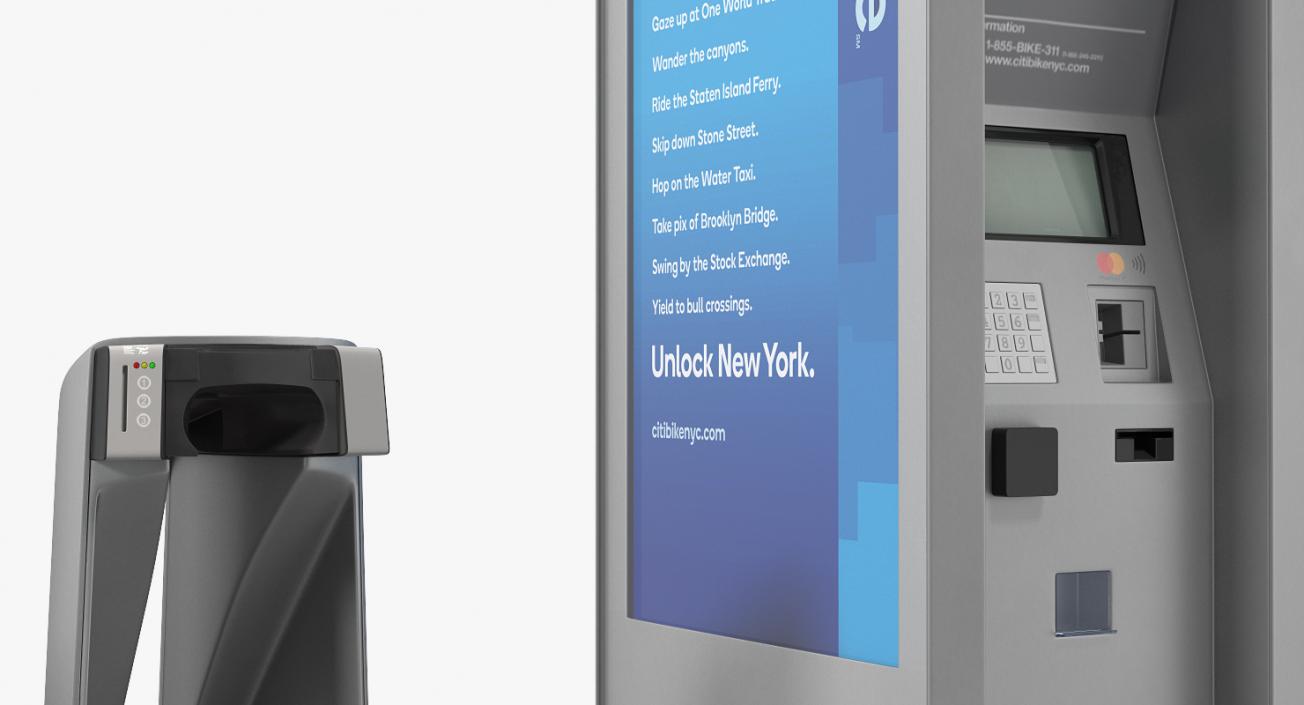 Citi Bike Pay Station with Bicycle 3D model