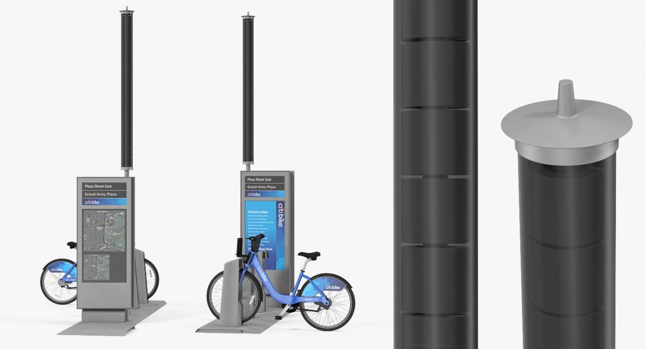 Citi Bike Pay Station with Bicycle 3D model