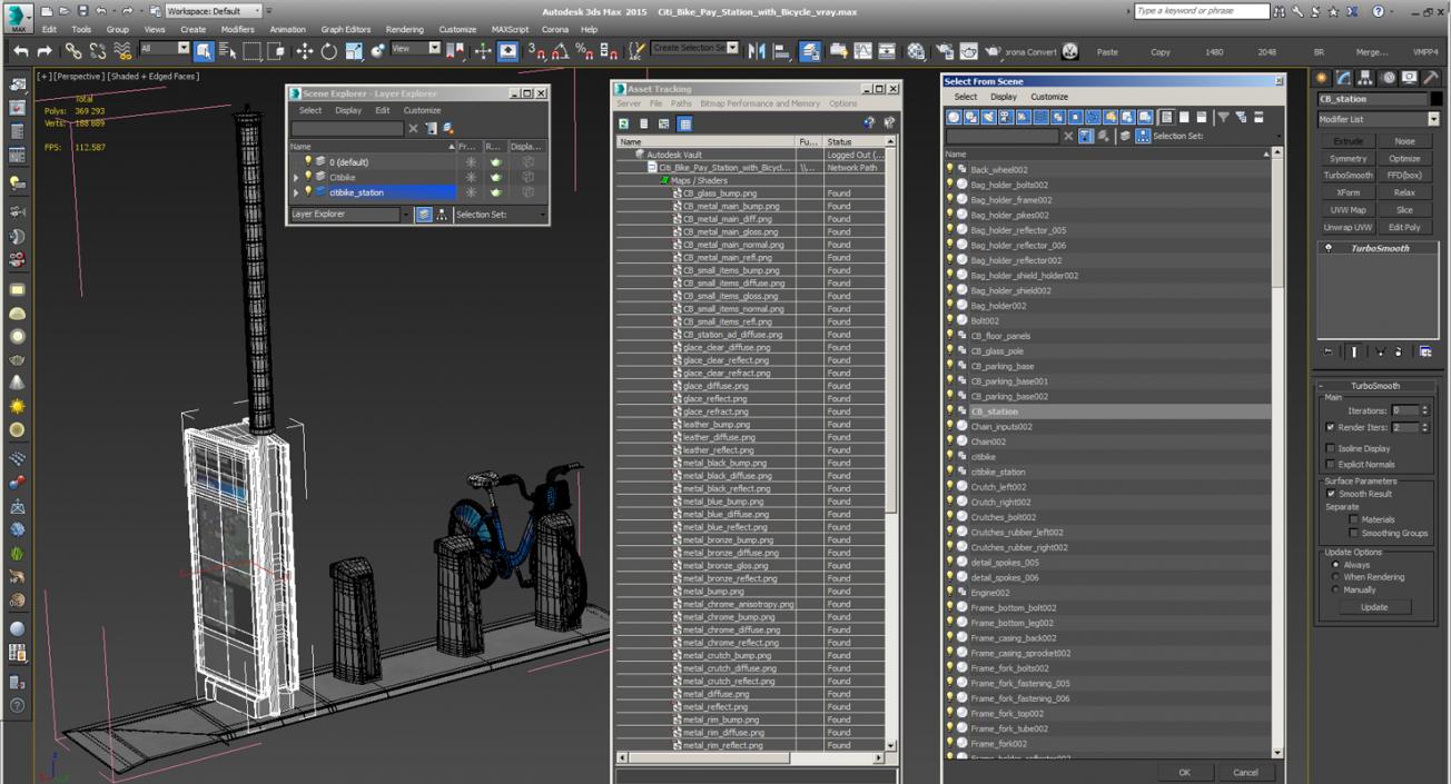 Citi Bike Pay Station with Bicycle 3D model