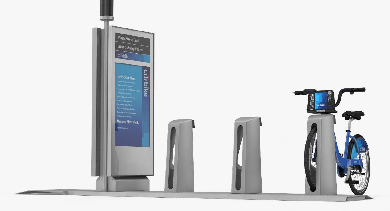 Citi Bike Pay Station with Bicycle 3D model