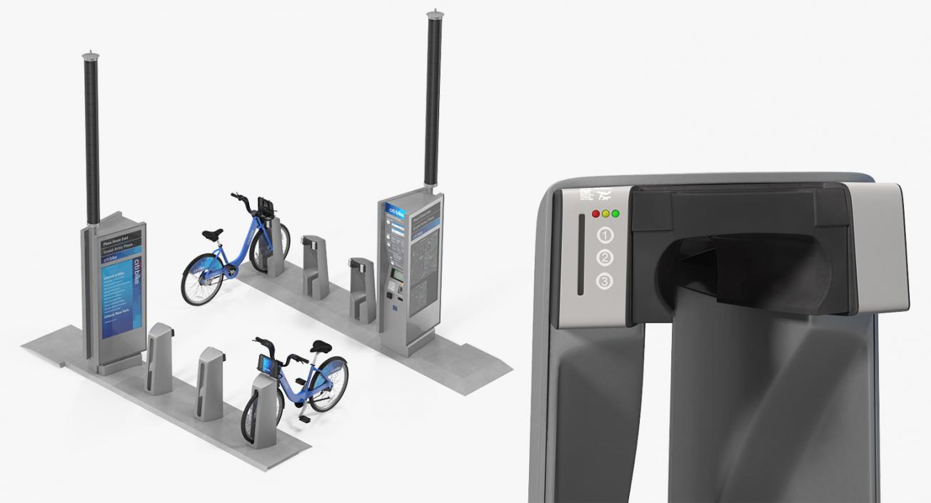 Citi Bike Pay Station with Bicycle 3D model