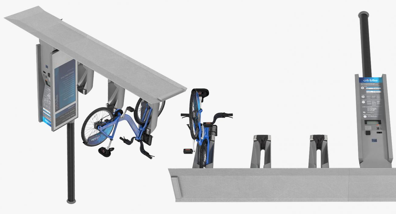 Citi Bike Pay Station with Bicycle 3D model