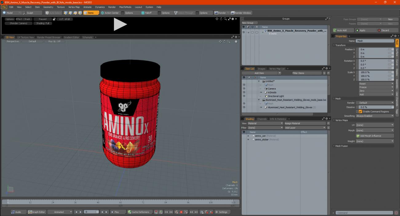 3D model BSN Amino X Muscle Recovery Powder with BCAAs