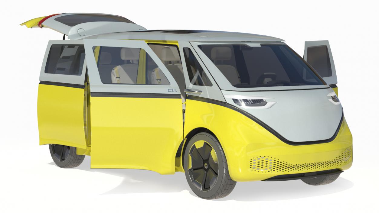 3D Electric Minivan Rigged model