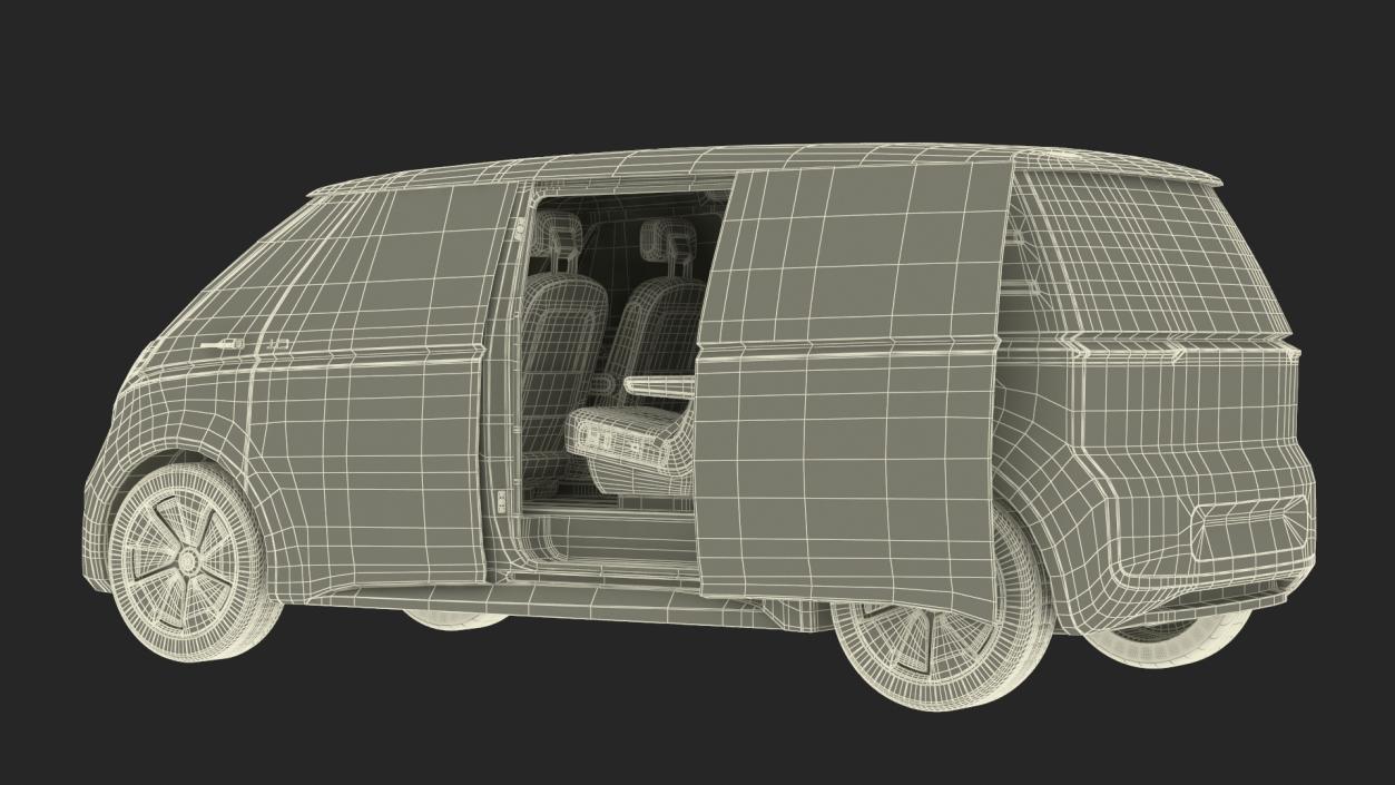 3D Electric Minivan Rigged model