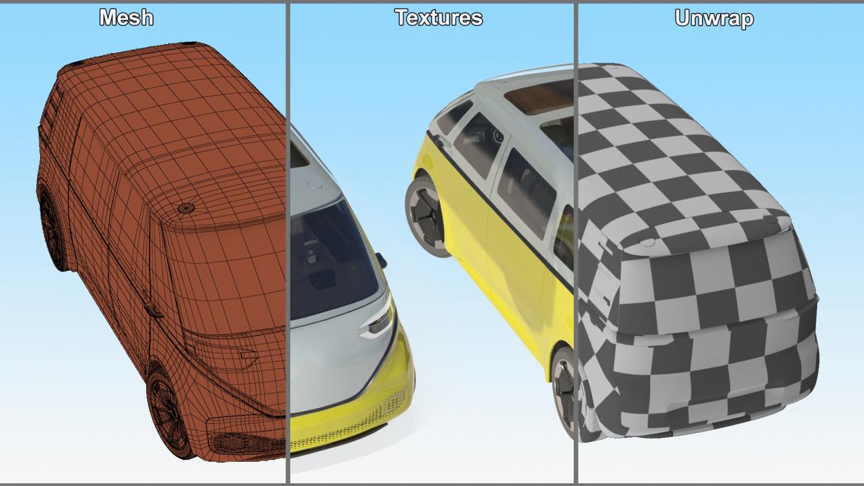 3D Electric Minivan Rigged model