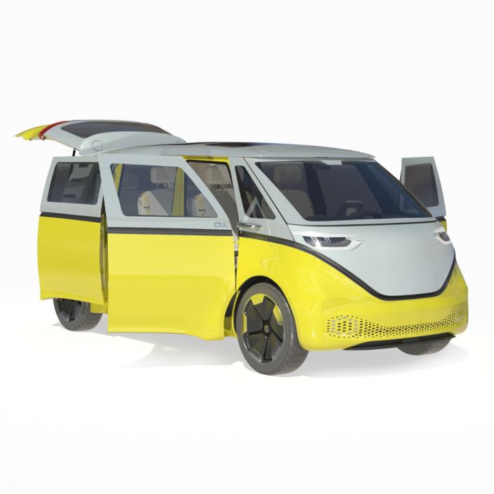 3D Electric Minivan Rigged model