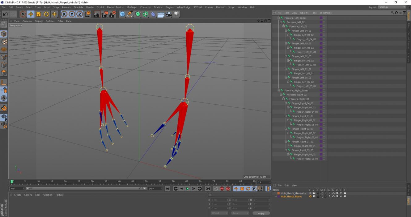 3D Hulk Hands Rigged for Cinema 4D