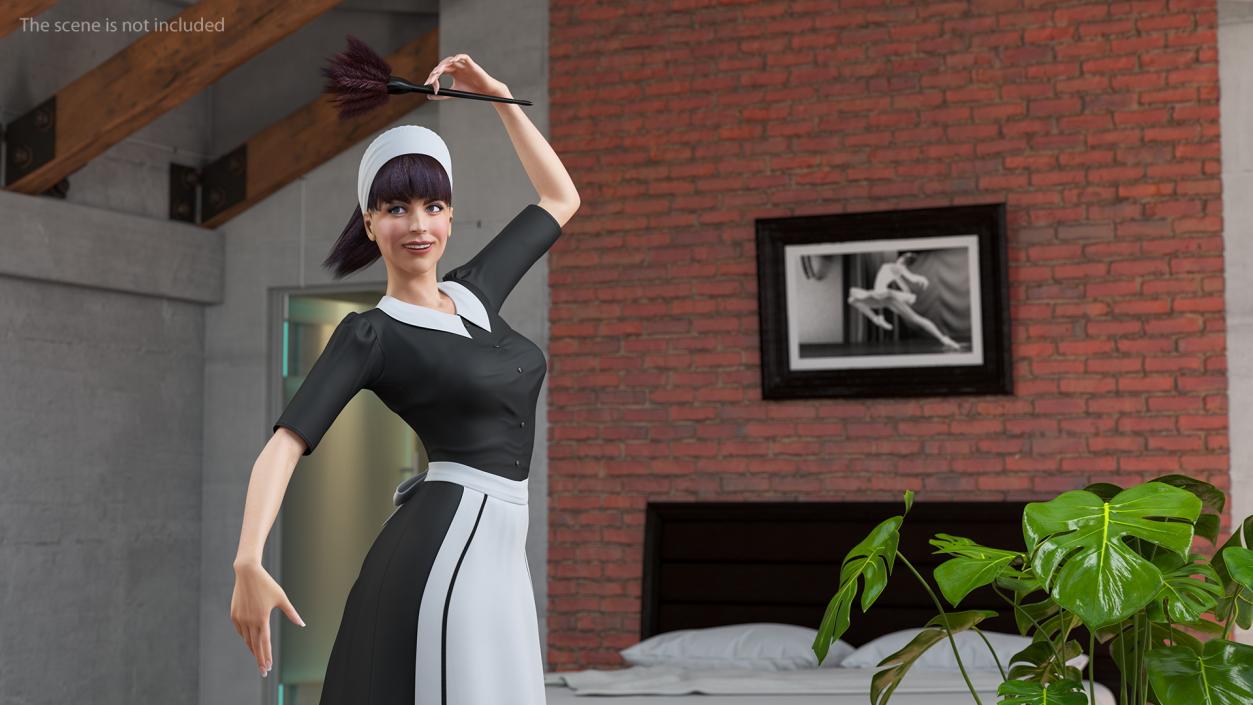 3D model Maid in Uniform with Feather Duster