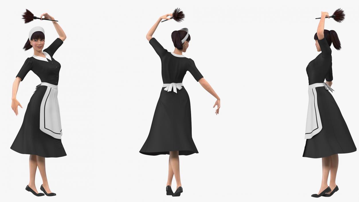 3D model Maid in Uniform with Feather Duster