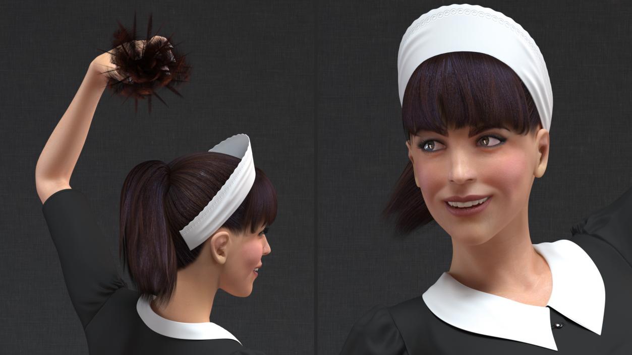 3D model Maid in Uniform with Feather Duster