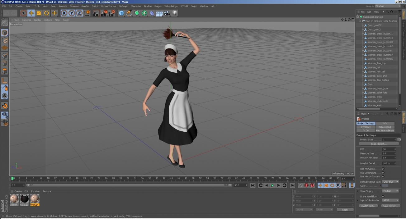 3D model Maid in Uniform with Feather Duster