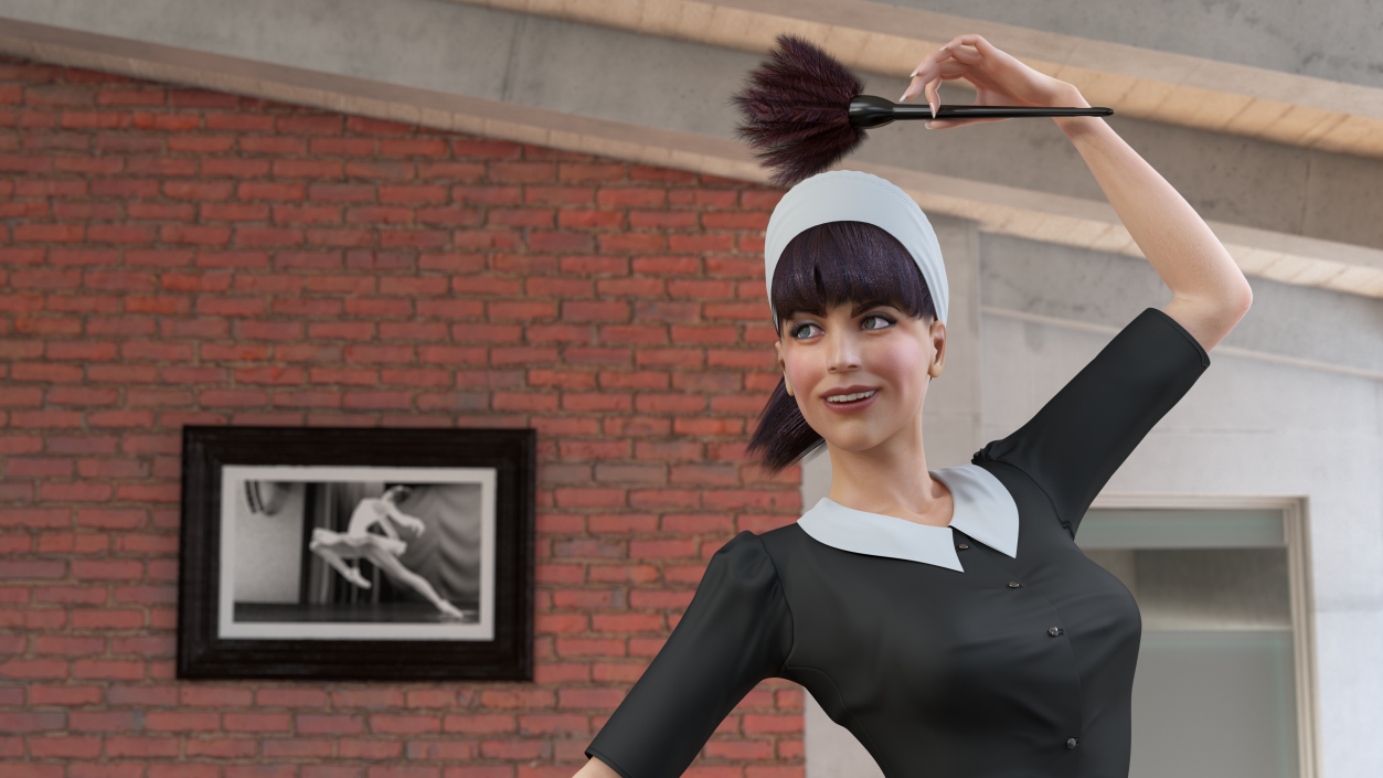 3D model Maid in Uniform with Feather Duster