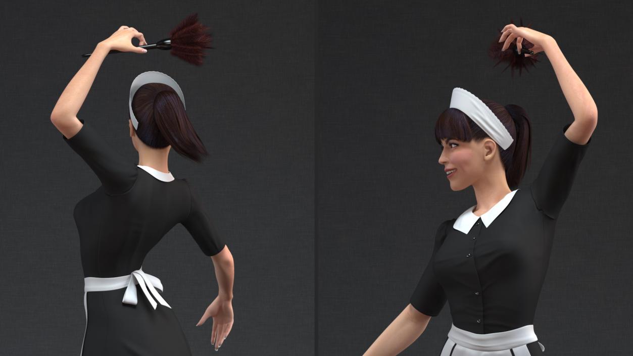 3D model Maid in Uniform with Feather Duster