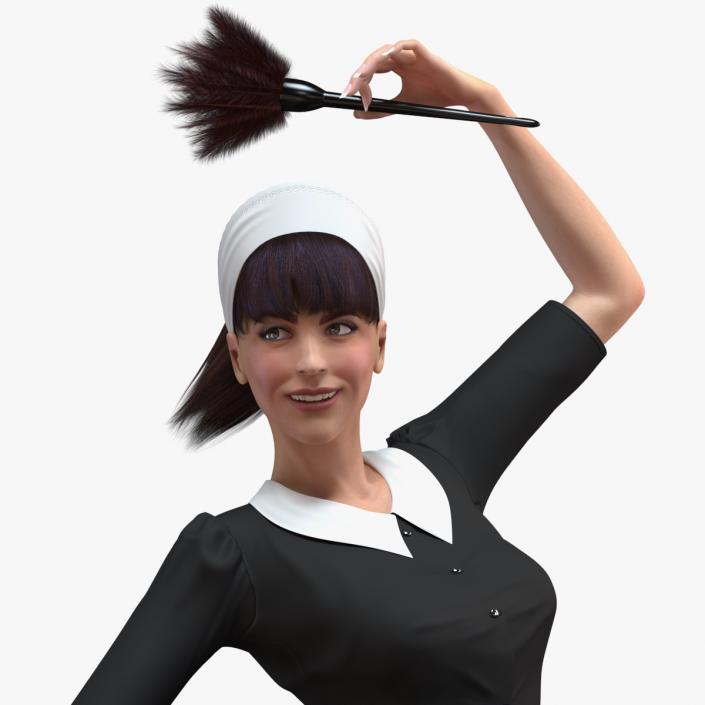 3D model Maid in Uniform with Feather Duster