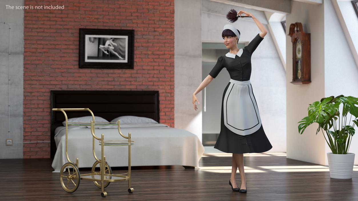 3D model Maid in Uniform with Feather Duster