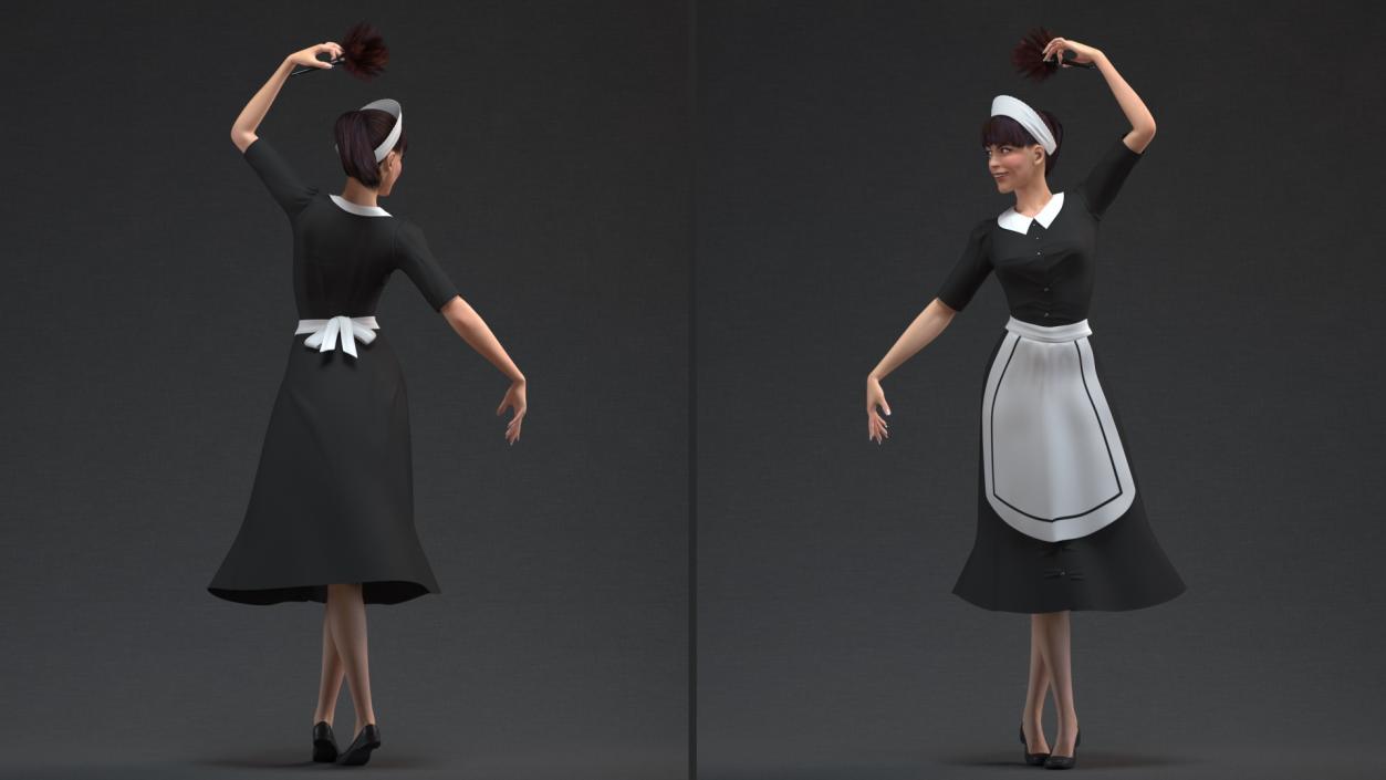 3D model Maid in Uniform with Feather Duster