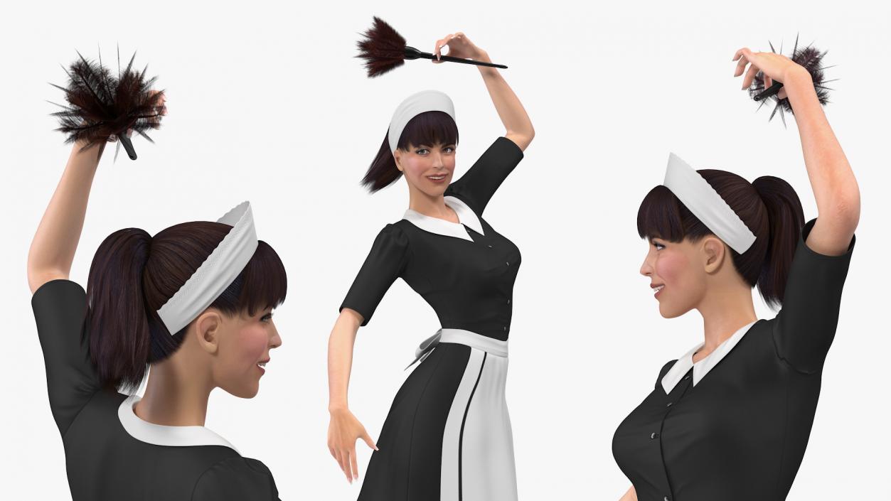 3D model Maid in Uniform with Feather Duster