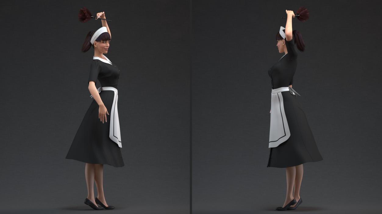 3D model Maid in Uniform with Feather Duster