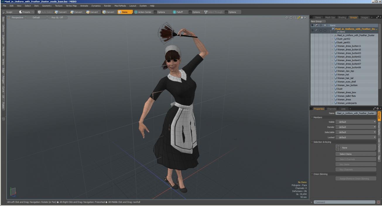 3D model Maid in Uniform with Feather Duster