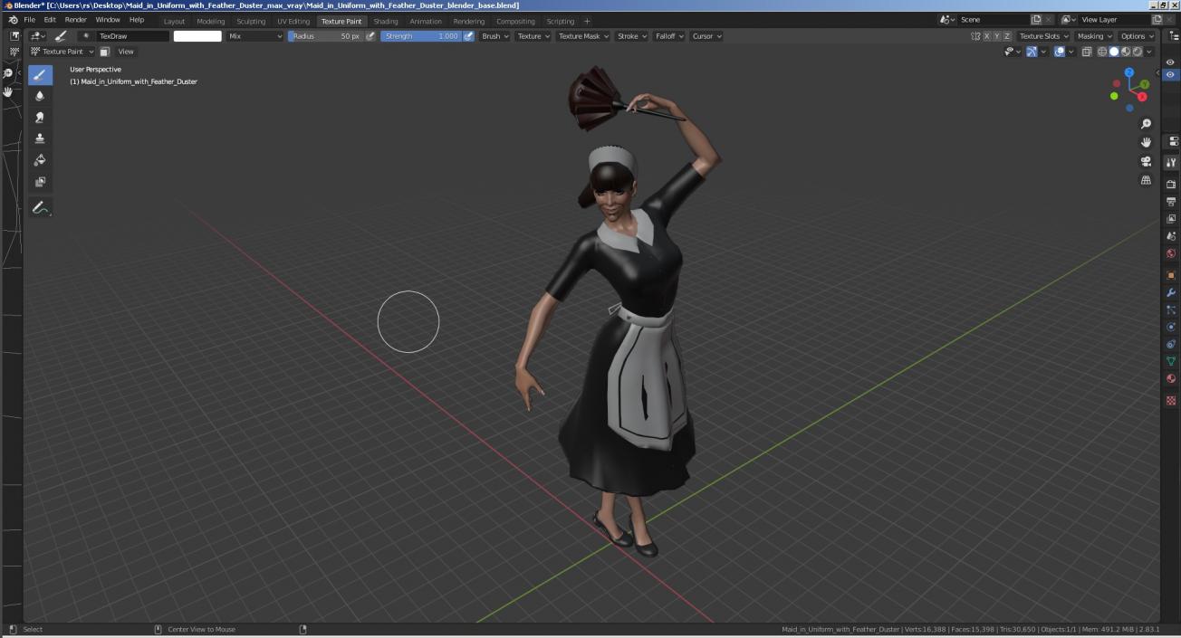 3D model Maid in Uniform with Feather Duster