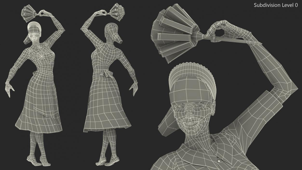 3D model Maid in Uniform with Feather Duster