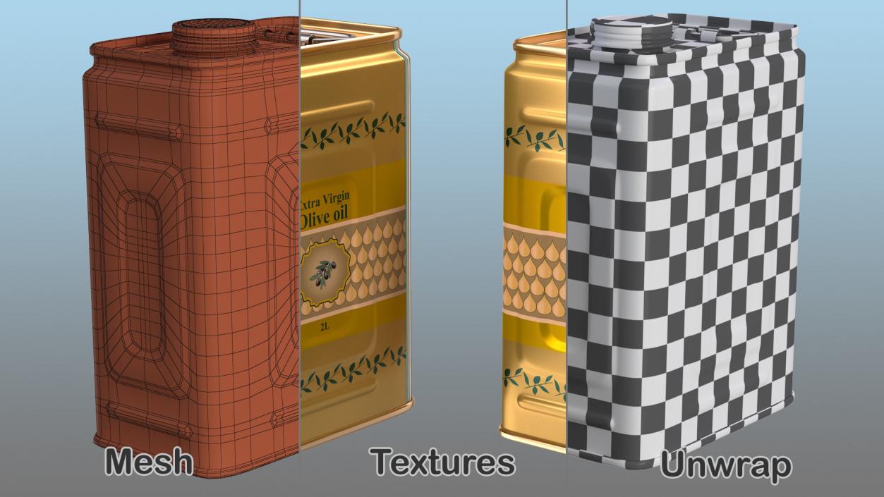 3D model Olive Oil 2 Litre Tin Can