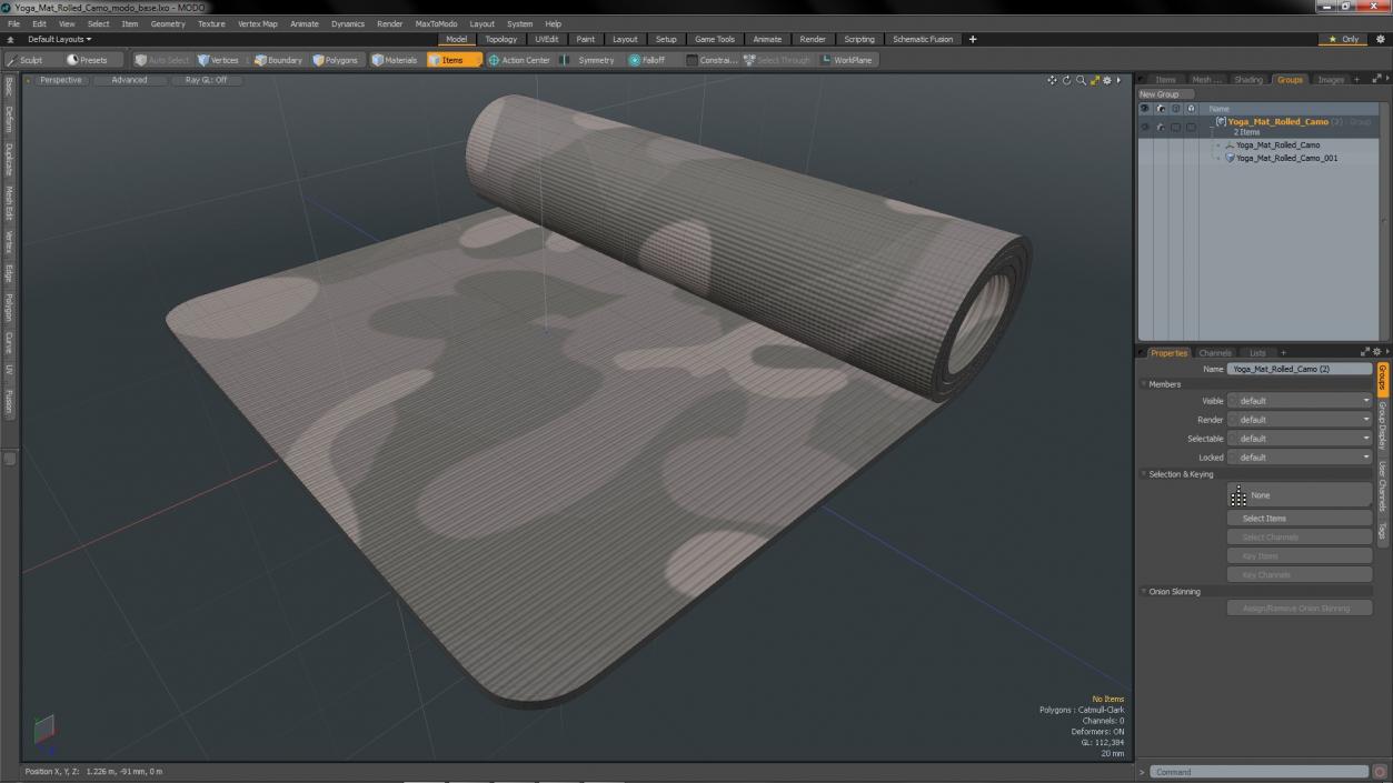 3D model Yoga Mat Rolled Camo