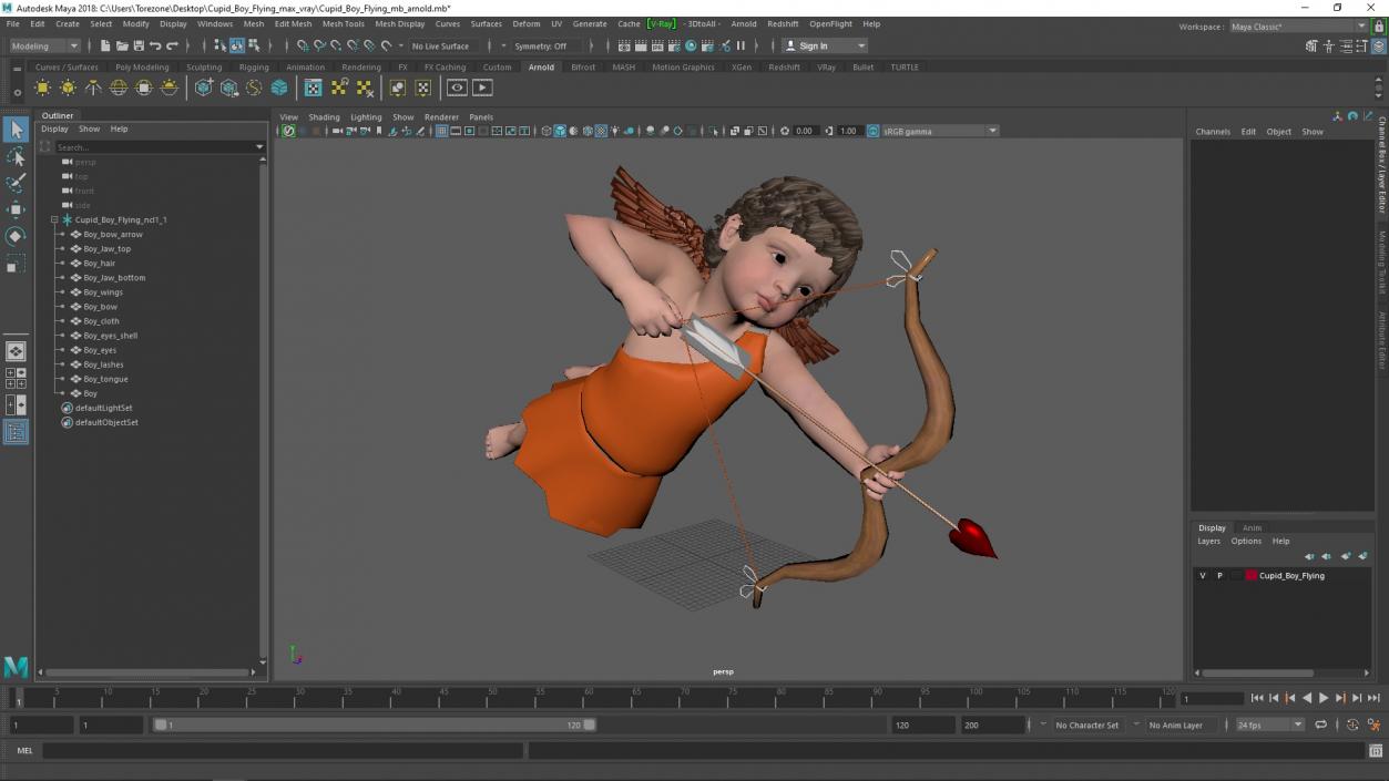 3D Cupid Boy Flying