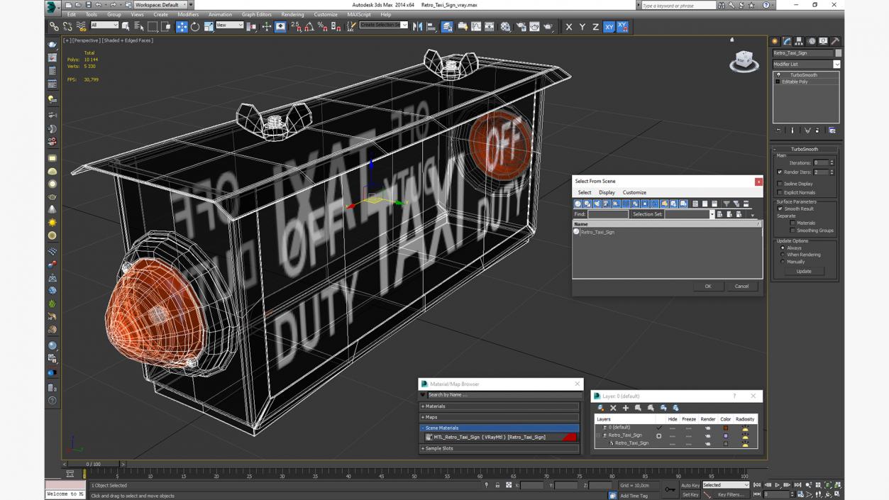 3D model Retro Taxi Sign