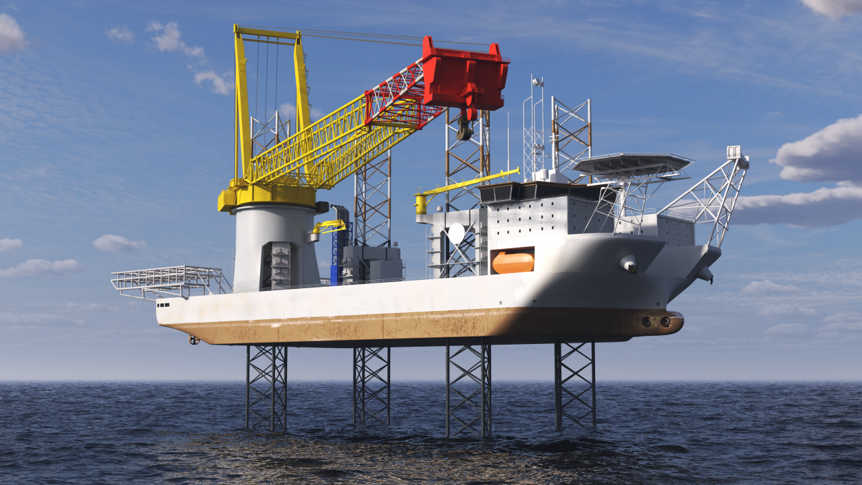 3D Self-Lifting Floating Construction Vessel