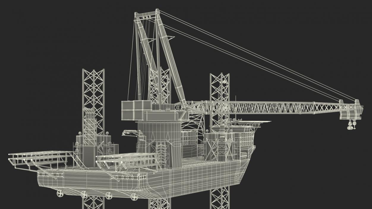 3D Self-Lifting Floating Construction Vessel