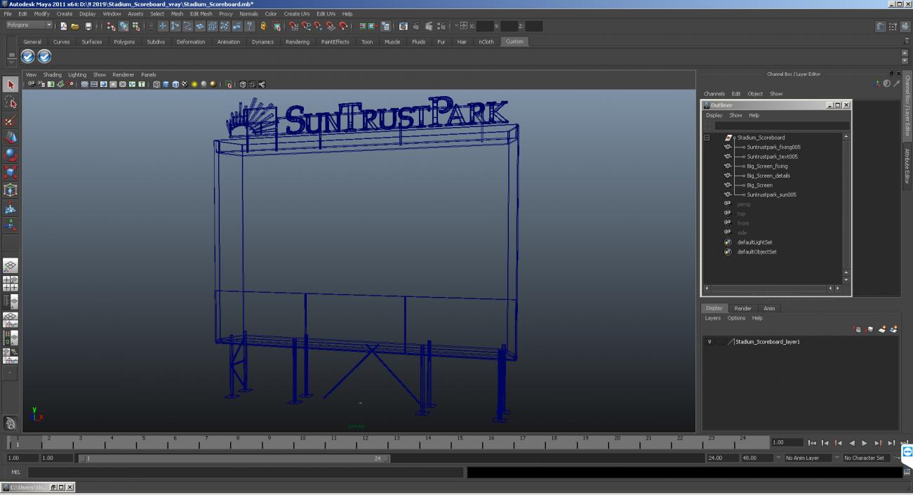 3D Stadium Scoreboard model