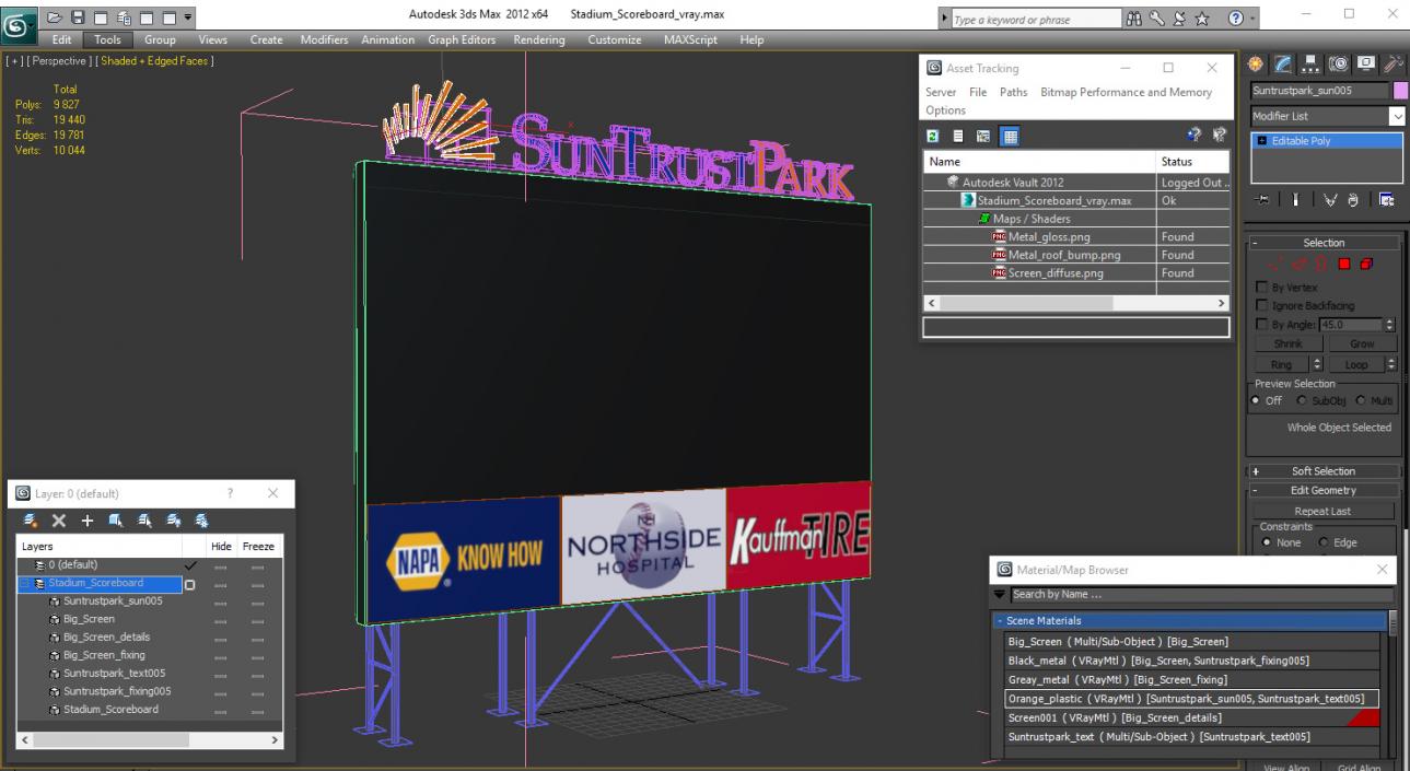 3D Stadium Scoreboard model