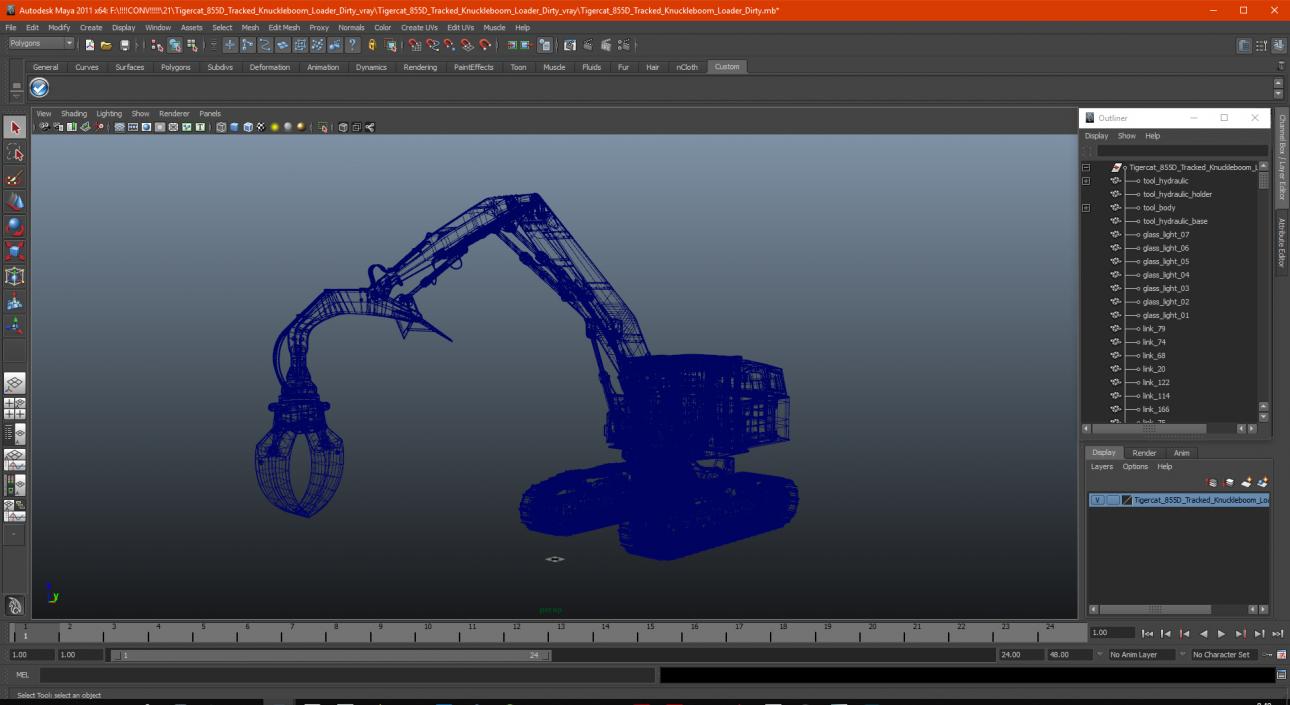 3D Tigercat 855D Tracked Knuckleboom Loader Dirty