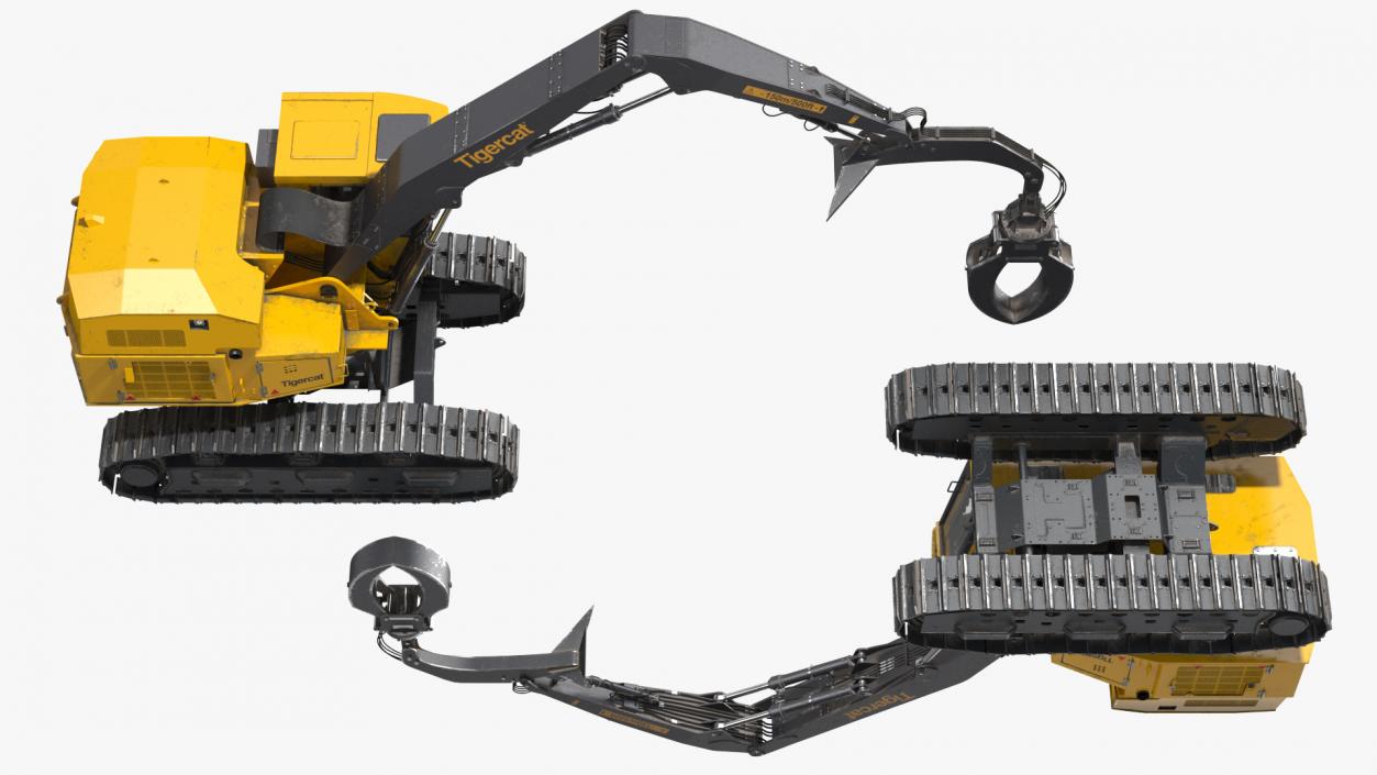 3D Tigercat 855D Tracked Knuckleboom Loader Dirty