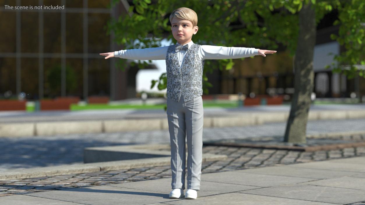 3D Child Boy Party Style T-Pose model