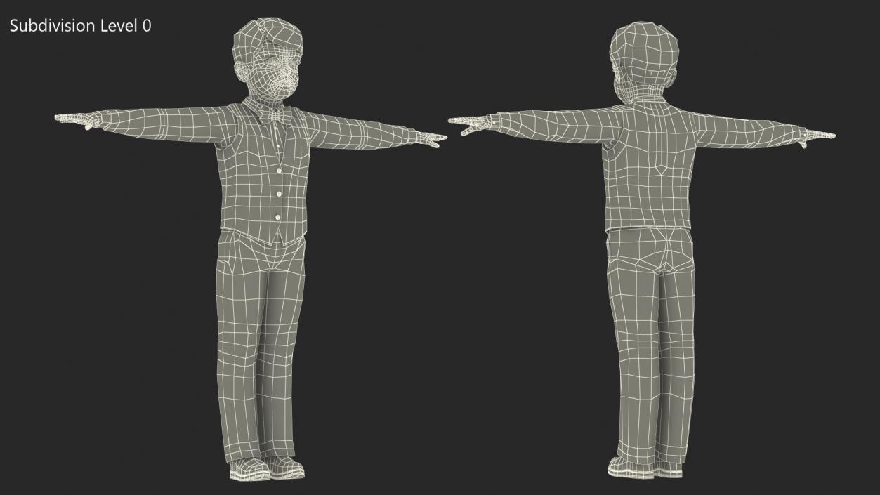 3D Child Boy Party Style T-Pose model