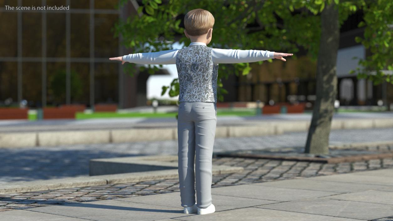 3D Child Boy Party Style T-Pose model