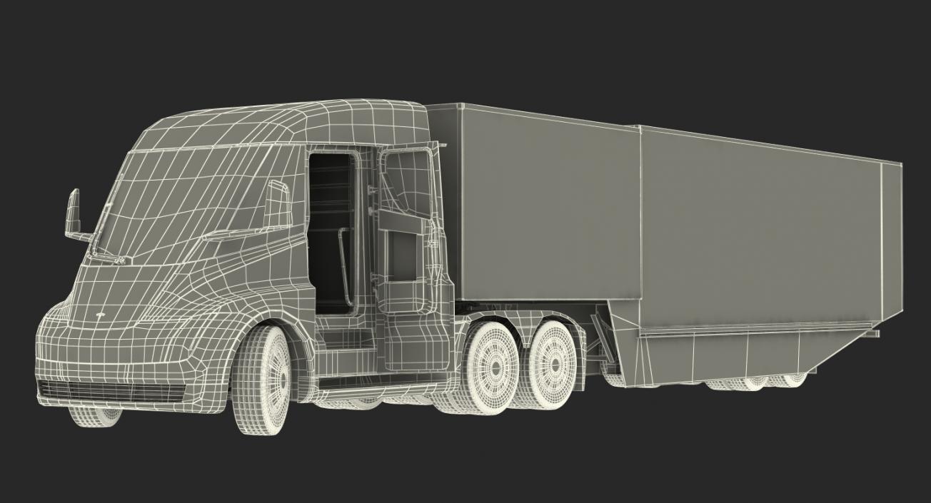 3D model Electric Semi Truck Tesla with Trailer Rigged